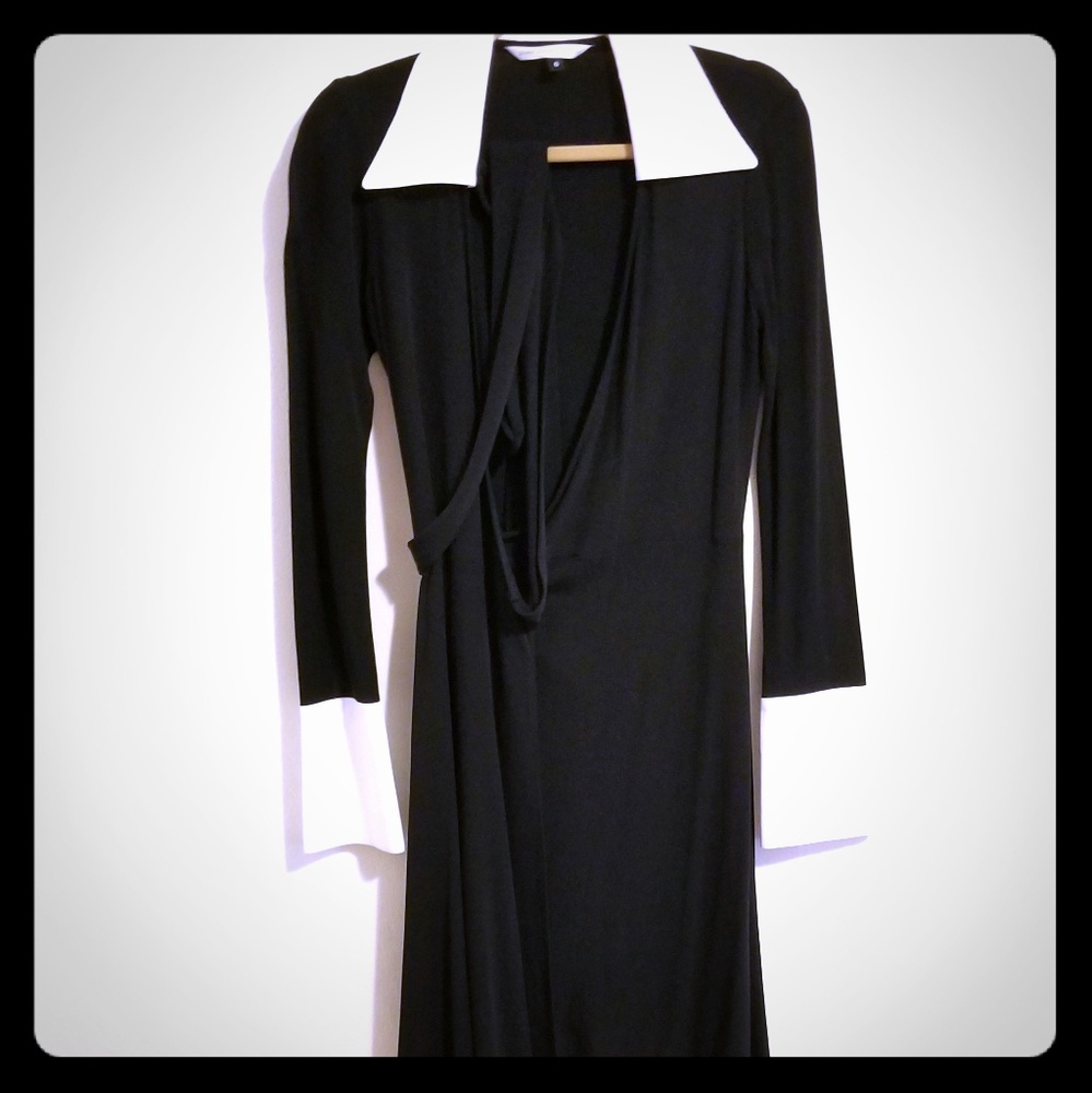 DVF Black & White wrap dress